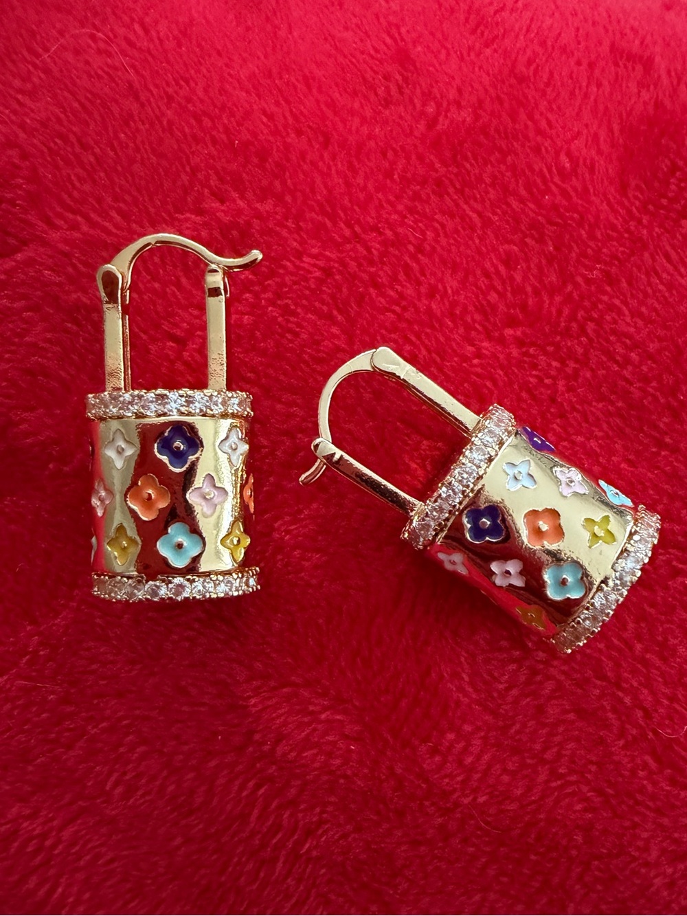 18K Gold LV Bags Floral Earrings